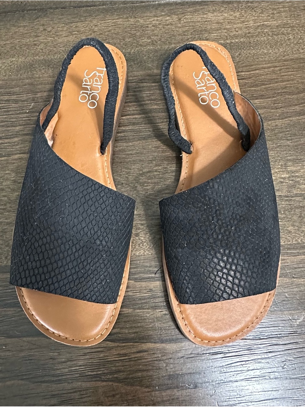 Franco Sarto Snake-Embossed Leather Slingback Sandals